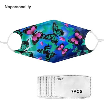 

Nopersonality PM2.5 Washable Butterfly Print Face Mask for Women Men Windproof Reusable Adult Mouth Mask Anti-dust Mouth Muffle