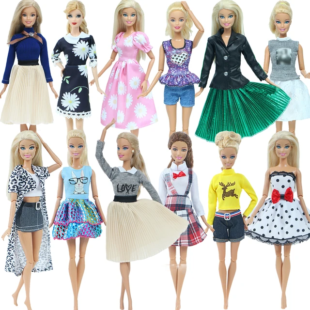 バービー人形服,シャツ,パンツ,スカート,卸売用の10個のランダムな服の