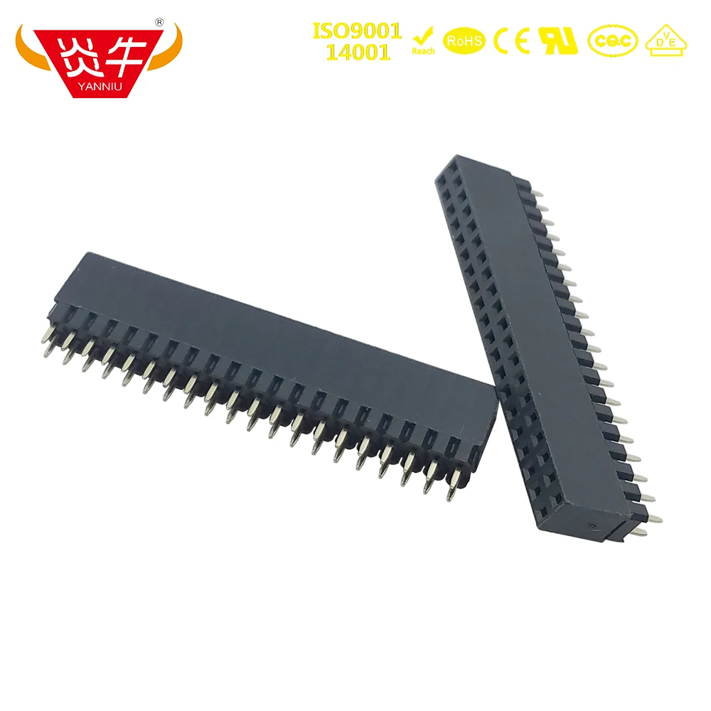 2.54mm Short 2x20P 40Pin Female Stacking Header Connector Gilded Double ...