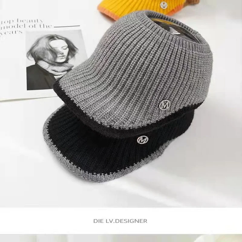 Hats For Women Hat 2021 New Empty Top Knitted Hats Female Visors Black Hat  Ladies Gorros Autumn Winter Korean Baseball Caps - AliExpress