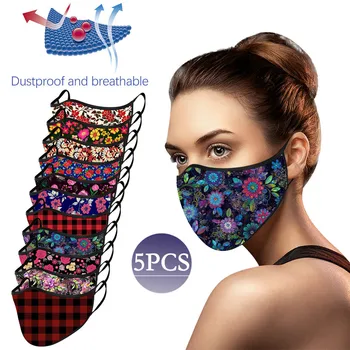 

5PCS Adults Bandana Reusable Mouth Mask Washable Face Mask Fashion Earloop Straps Windproof Mouth-muffle Flu Mask Paisley