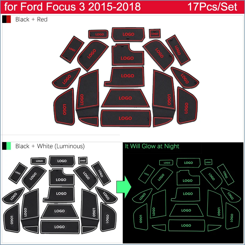 Противоскользящая резиновая подушка для двери для Ford Focus 3 3,5 MK3 подтяжка лица ST RS~ красный коврик для автомобиля аксессуары