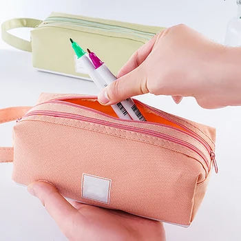 

Large Capacity Pencil Case Canvas Pen Case Pencil Bag School Box Pencils Pouch Stationery Student Learning Supplies