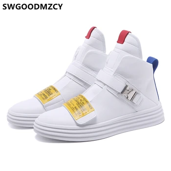 

Genuine Leather Shoes Men High Top Sneakers Fashion Designer Shoes Men High Quality White Sneakers Zapatillas Hombre Casual Buty