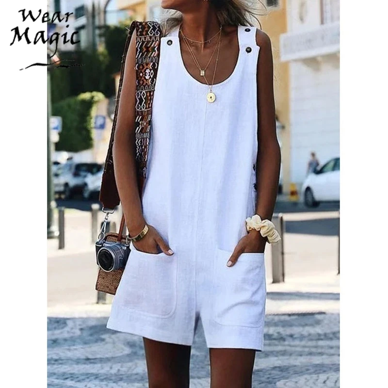 NOVEDAD DE VERANO 2020, estilo europeo y americano, suspensor de lino de algodón con botón de bolsillo para mujer, falda dividida de una pieza con correa