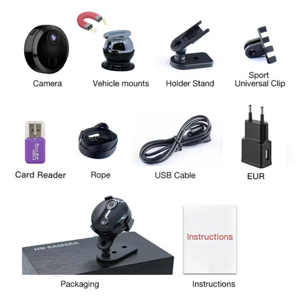 EU Mini Wifi Camera HDQ15 1080P Infrared Night Vision Micro Camcorder 150 Degree Wide Angle Remote Monitor Prompt Camera - Цвет: EU