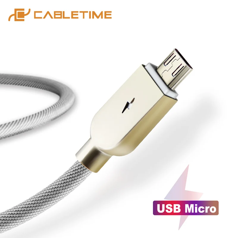 

CABLETIME Micro USB Cable Power Insulation Charge Cord Micro Usb Charger for Samsung Android Zinc Alloy LED USB Cable C144