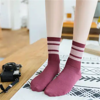 

KingDeng Ankle Socks For Woman Cotton Winter Keep Warm Harajuku Striped Womens Aesthetic Sock Korean Style Women streetwear