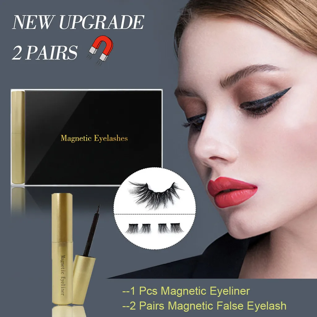 

Magnetic liquid Eyeliner with Magnetic False Eyelashes Lashes Kit Waterproof Eyeliner Smudge-Proof Cosmetic Long-lasting Y814