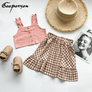 

Fashion Kids Girls Clothes Set Girls Outfit Crop Tops & Plaid Skirt Clothing Suit Children Stylish Wear Clothing Baby Clothes