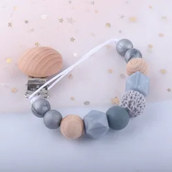 1Pcs Food Grade Silicone Baby Teether Chain Anti-lost Round Shape Auxiliary Baby Food Pacifier Infant Care