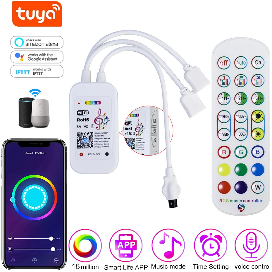 Умный пульт управления Tuya для светодиодной ленты регулятор яркости RGB 12 В