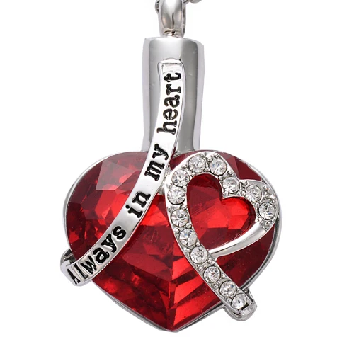 Всегда в моем сердце медальон с винтом сердечко Кремация памятный кулон для праха урны камень ожерелье ювелирные изделия подвеска-сувенир - Окраска металла: Red