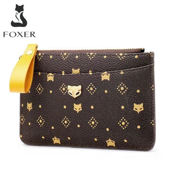 

FOXER Women Wallets Embossing Mini Card Holder Wallet Stylish Lady Money Bag PVC Coin Packet Female Clutch Purse Lady Key Wallet