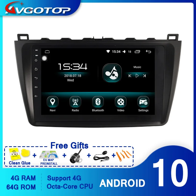 Автомобильный DVD-проигрыватель AVGOTOP Android 10 0 для MAZDA 2008-2013 6 4 Гб RAM 64 FLASH Большой экран