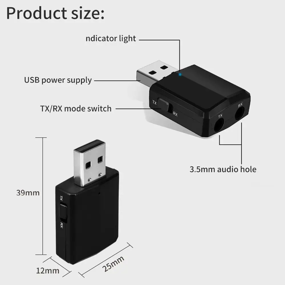 3,5 мм AUX USB Bluetooth 5,0 передатчик приемник 3/2 в 1 адаптер EDR для ТВ ПК наушники стерео автомобиля HIFI аудио