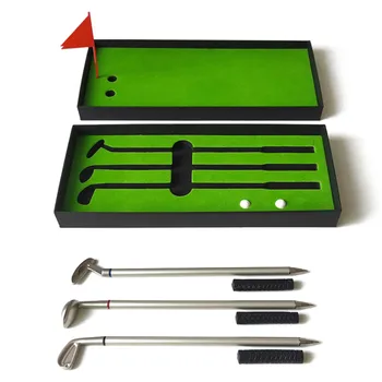 

Golf Course Pole Golf Pen Set Mini Desktop Golf Ball Pen Gift Set Models Ballpoint Pen Kit
