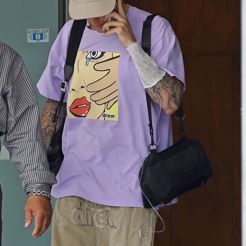 Drew House Face Printed T-Shirt - Justin Bieber Merchandise for Men and Women - Top Tees for Summer Style image 4