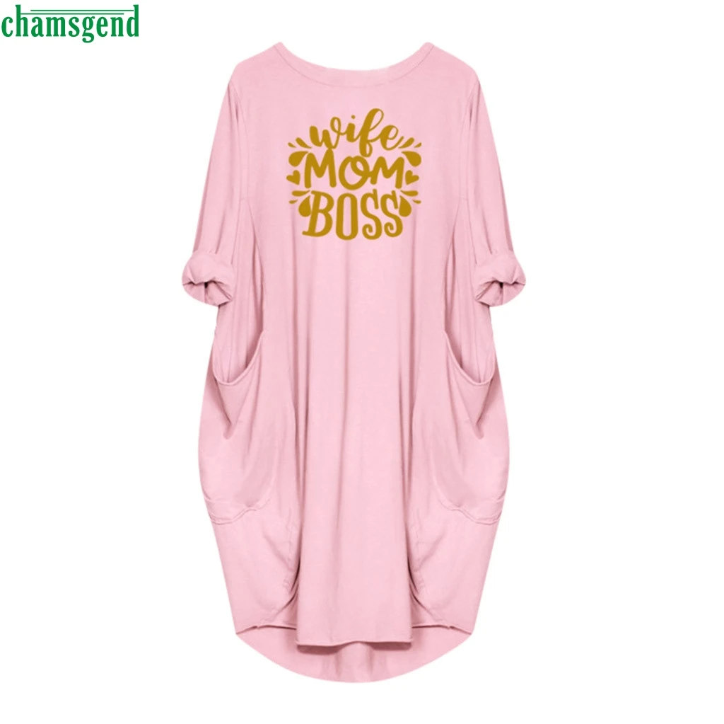 

Chamsgend Autumn Loose Women Print Dress Full Sleeve Straight Fashion Pockets Elegant Oversized Baggy Pullover Feminina Vestidos