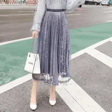 Летняя фатиновая бархатная юбка с высокой талией, блестящие юбки с блестками, женская сексуальная фатиновая юбка с эластичной талией Harajuku, уличные длинные юбки для девочек