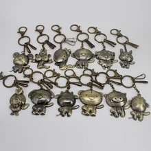 Креативный металлический Ретро Бронзовый Китайский зодиакальный брелок Подвеска Крыса Бык Тигр кролик дракон змея лошадь овца обезьяна, курица собака свиньи