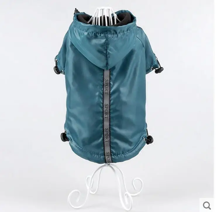 Navy blue Дождевик для домашних животных, кошек, собак, дождевик, куртка, светоотражающий флисовый вкладыш, теплый капюшон, одежда для домашних животных на шнурке - Цвет: Navy blue