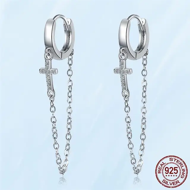 Silver Earrings Real 925 Sterling Silver Asymmetrical Heart Hoop Earrings for Women Fashion Silver Earring Jewelry Gift PAE078