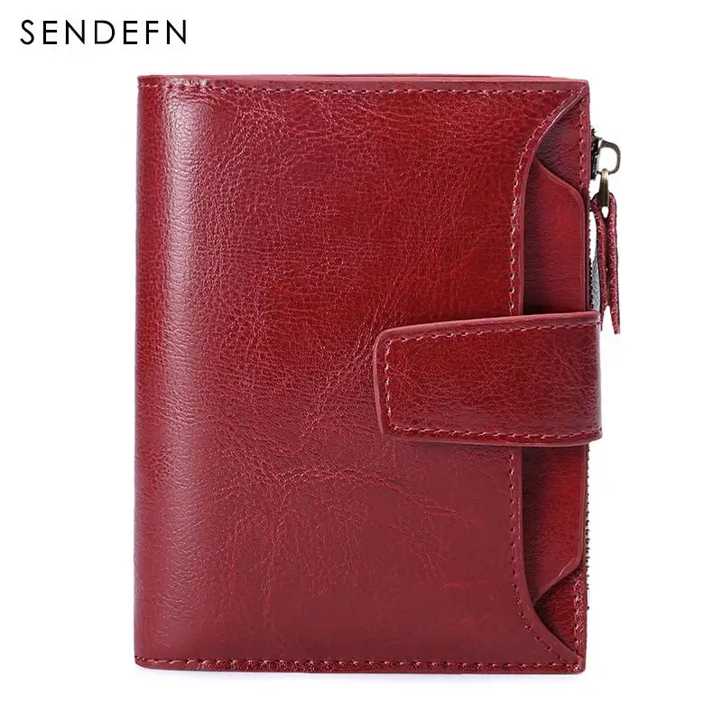 Sendefn, Женский кошелек, кожаный, маленький, роскошный, брендовый, кошелек для женщин, короткий, на молнии, для девушек, кошелек для монет, для женщин, 5191-65