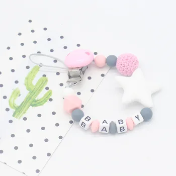 

Baby Pacifier Clip Pacifier Chain with Silicone Beads Holder Infant Teething Chew Toy Dummy ClipsHolder Teether Teething
