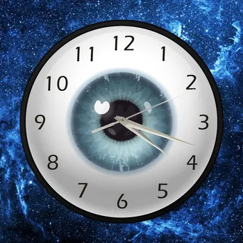 

European modern personality blue eyes metal silent wall clock creative wall decoration round pointer digital wall clock LB91408