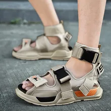 Летняя мужская обувь с открытым носком; сандалии-гладиаторы; удобные пляжные сандалии на платформе; мужские парусиновые сандалии