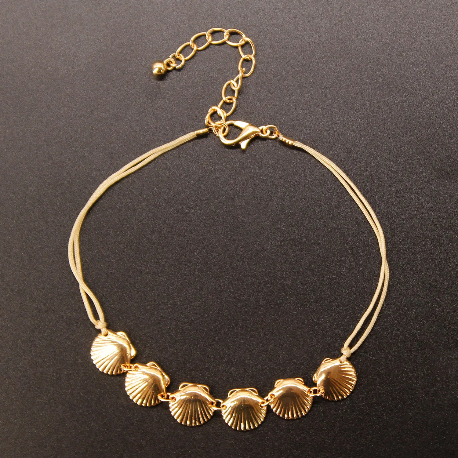 

Europe And America Accessories Wax Line Hand-woven Shell Beach Anklet Women's Bohemian Fashion Alloy Foot Ornaments
