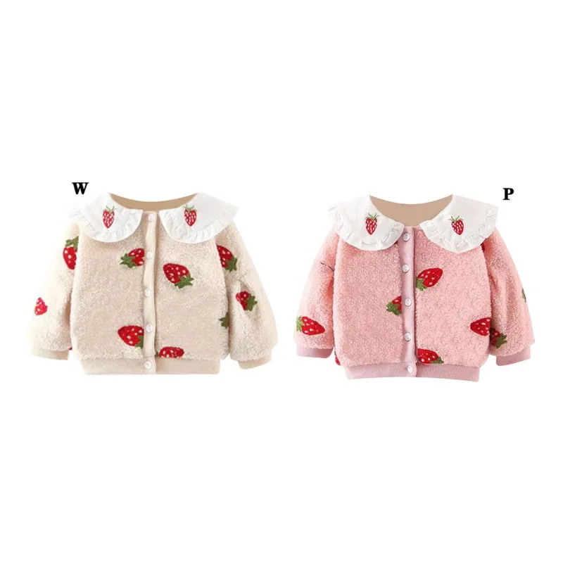 Children Kids Coat Winter Baby Girl Thicken Strawberry Print Casual Outerwear Jacket Cloth