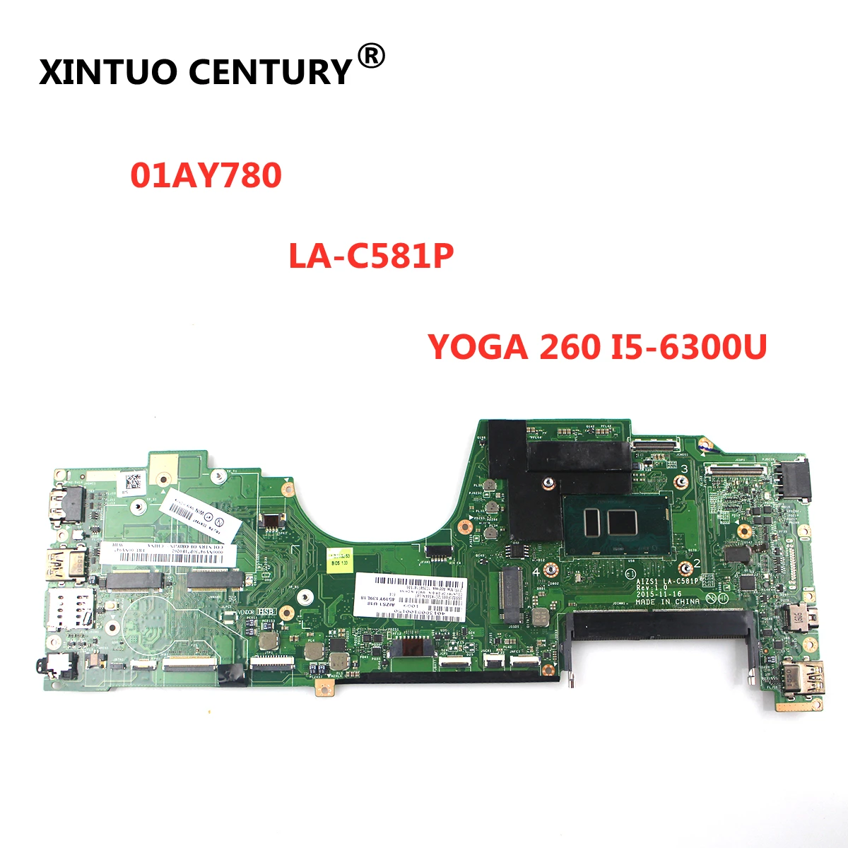 01AY780 материнская плата для ноутбука LENOVO YOGA 260 ноутбук AIZS1 LA-C581P 00NY955 SR2F0 I5-6300U DDR4 100%