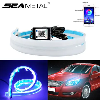 

Flexible Car LED DRL Daytime Running Light Waterproof Brake Turn Signal Lights APP Control RGB Color Led Strip Light 30 45 60cm