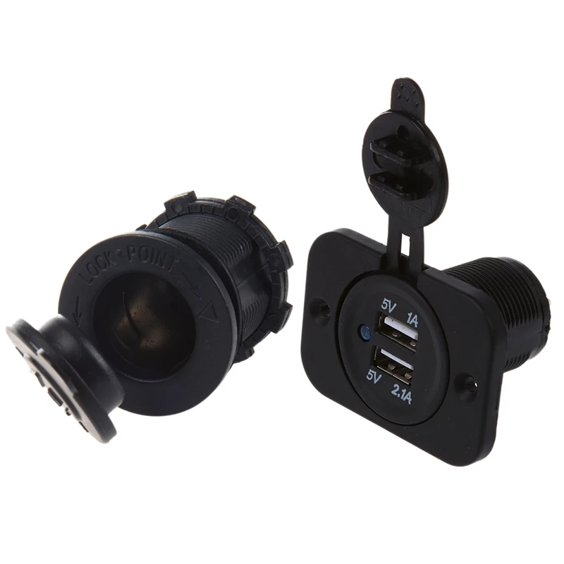 

Motorbike Car Cigarette Lighter Socket Plug Power Outlet Waterproof & Adapter Socket 2 USB Ports Car Charger For 12V Car Auto