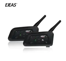 Ejeas 2pce v6 intercomunicador para motocicleta, para capacete de moto, comunicador, à prova d' água, 1200m de alcance, para 6 pilotos, casco