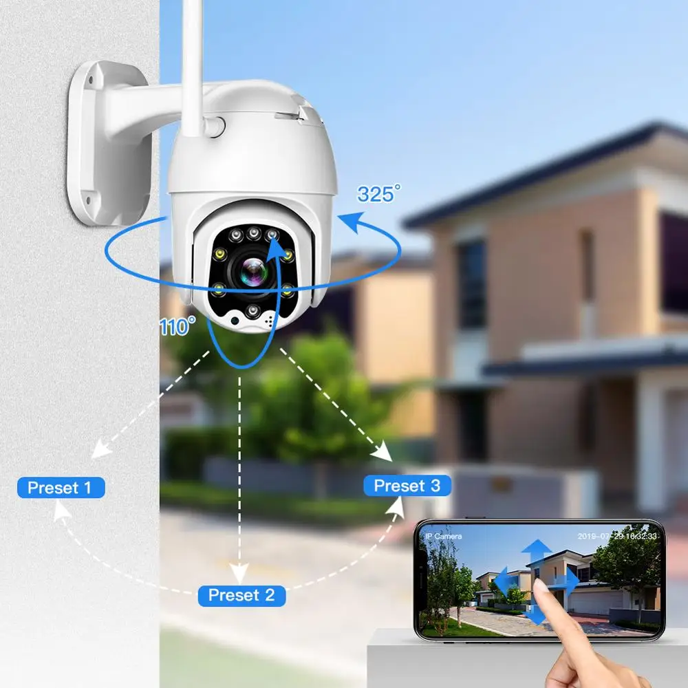 1080P беспроводная wifi PTZ IP камера IP66 наружная скоростная купольная CCTV камера безопасности двухсторонняя аудио P2P камера ptz camaras de seguridad