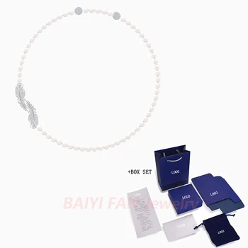 

2020 Fashion Jewelry SWA New NICE NECKLACE Beautiful Trendy Feather Crystal Pearl Crystal Female Romantic Jewelry Gift
