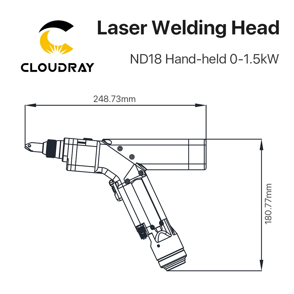 Cloudray WSX 0-1.5KW ND18 ручная лазерная сварочная головка Максимальная мощность 1500 Вт с разъемом QBH для волоконного лазерного аппарата