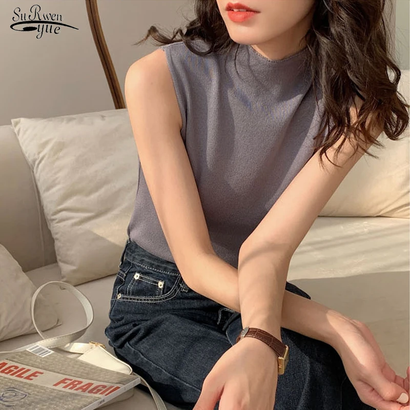 Knitted Vests Women Top O-neck Solid Tank Blusas Mujer De Moda Spring Summer New Fashion Female Sleeveless Casual Thin Tops 4588 Knitted Vests Women Top O-neck Solid Tank Blusas Mujer De Moda 2020 Summer Fashion Female Sleeveless Casual Thin Tops womens cami