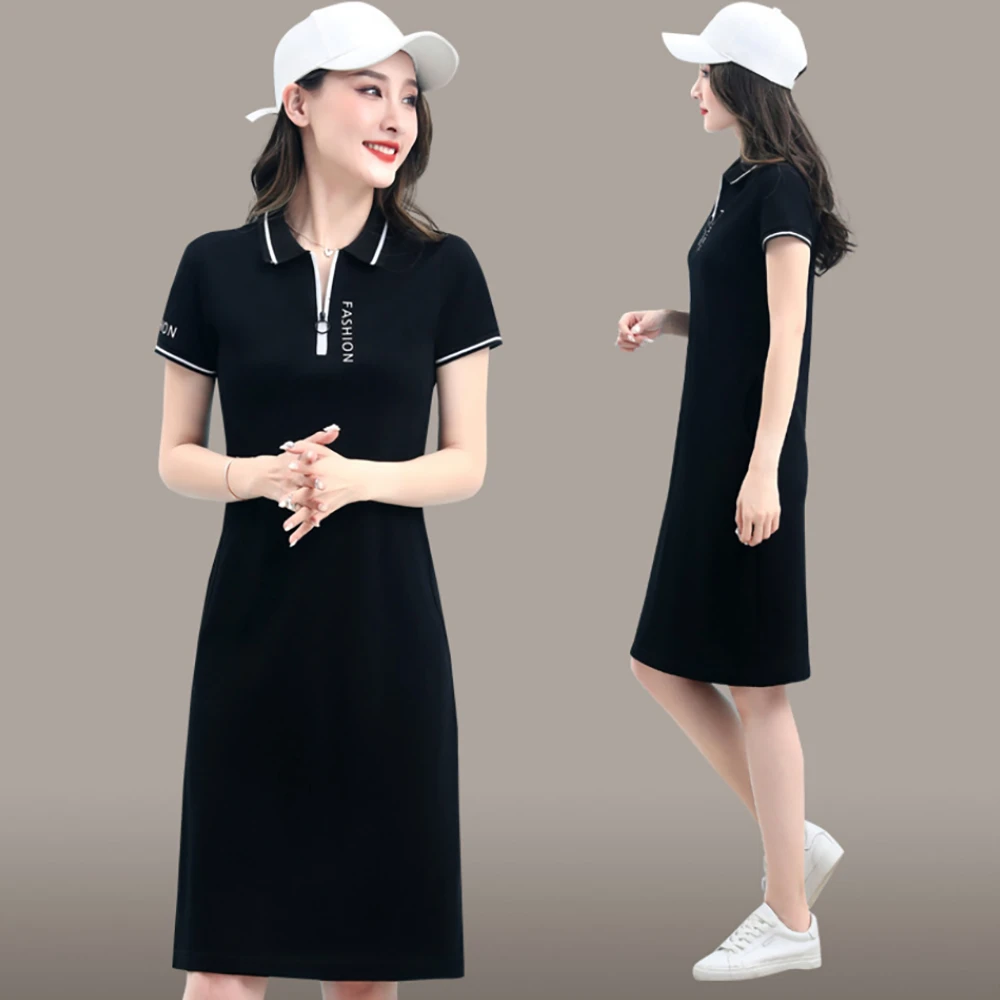 CE2668 Modern A Line Type Thin Sporty Summer Dresses Woman Short Sleeved Plain Casual Women Dresses That Are Used With Tennis