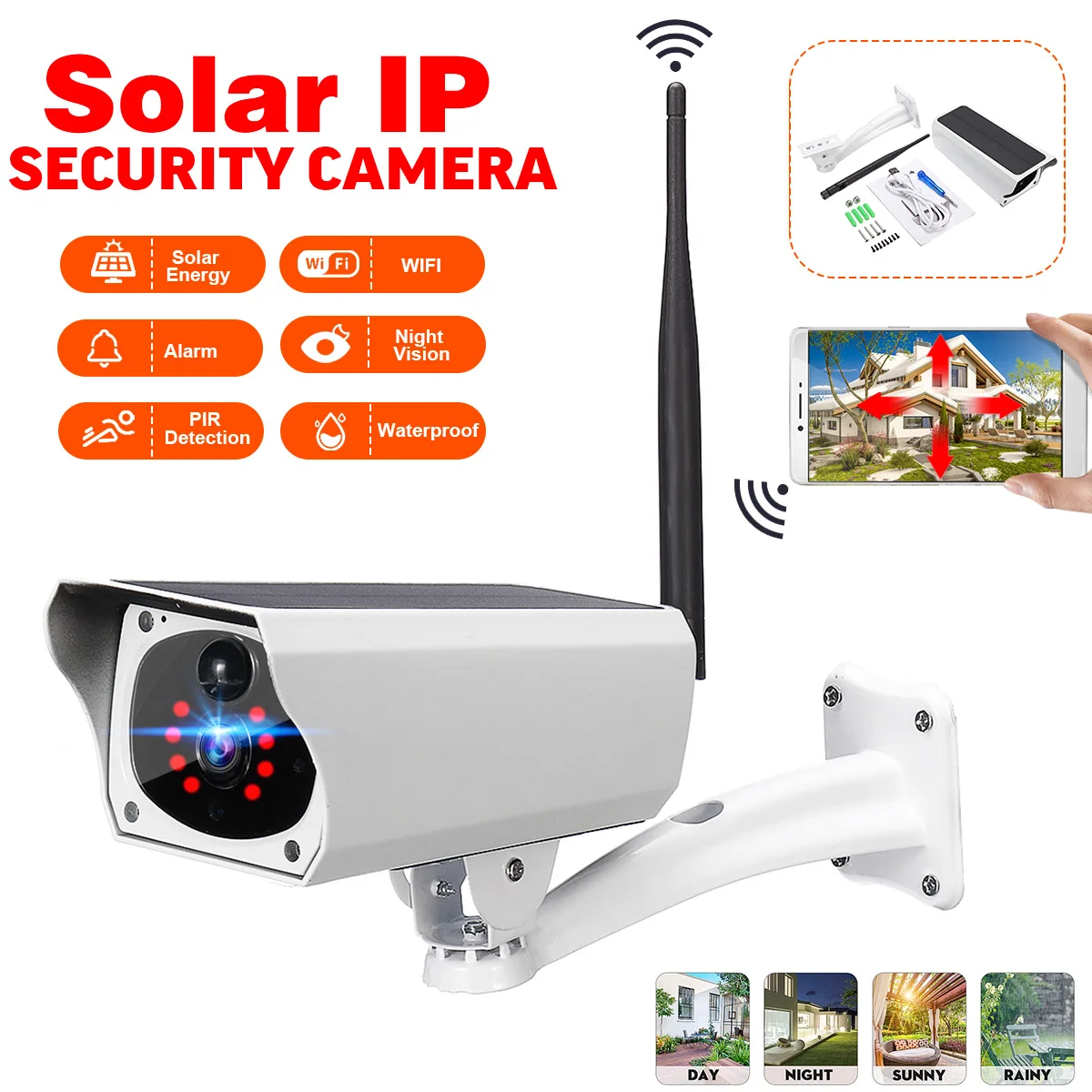 IP Camera Solar Camera wifi camera Security Camera Wireless Remote Monitoring Solar Video Wifi Alarm System Infrared Imager