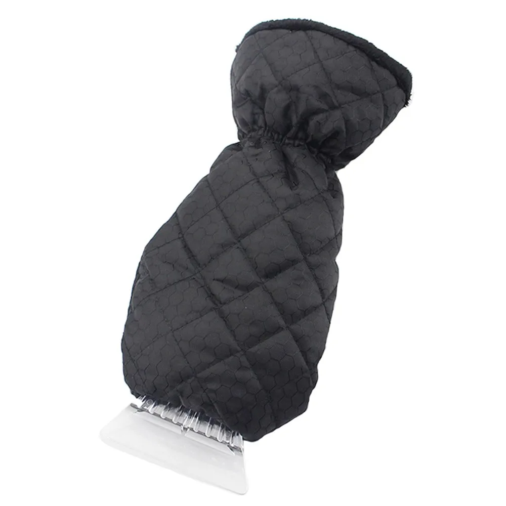 Зимняя снежная перчатка со скребком, водонепроницаемая ткань Оксфорд, лопатка для чистки ледяная скребка перчатки, окно, уличная перчатка со скребком - Цвет: Черный