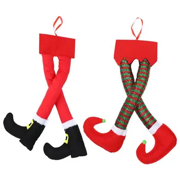 

2Pcs Christmas Strip Elf Legs Pendants Christmas Decorative Hanging Ornaments