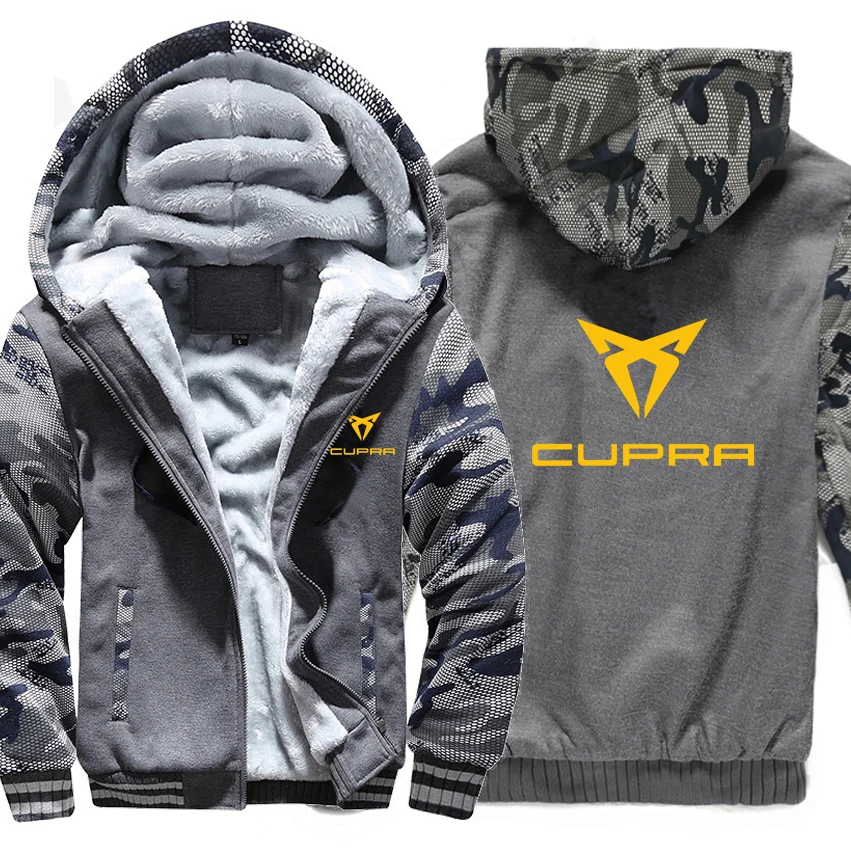 Новинка, толстовки с логотипом Cupra Car, зимняя утолщенная камуфляжная куртка на молнии с рукавами для мужчин и женщин, флисовая камуфляжная толстовка с капюшоном, толстовки