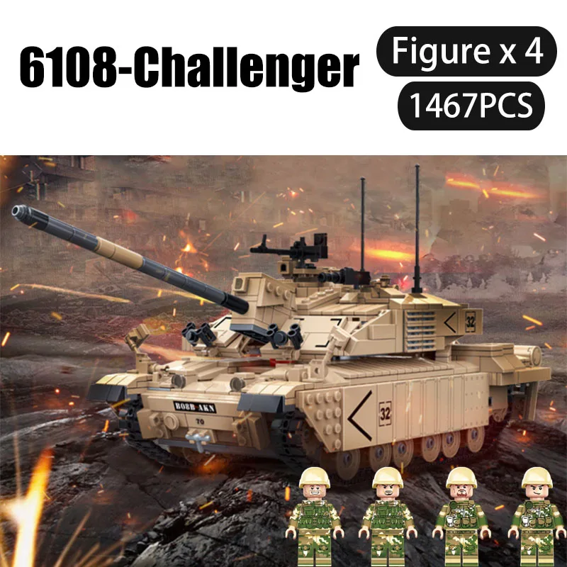 1467 шт 6108 Challenger британская основная Армия Военный танк строительные блоки с 4 фигурами коллекция детский мальчик Рождественский подарок