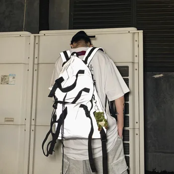 

Casual Style Hip Hop Street Design Men Backpack Unisex Teenage School College Student Backpack Couple Weekend Travel Luggage Bag