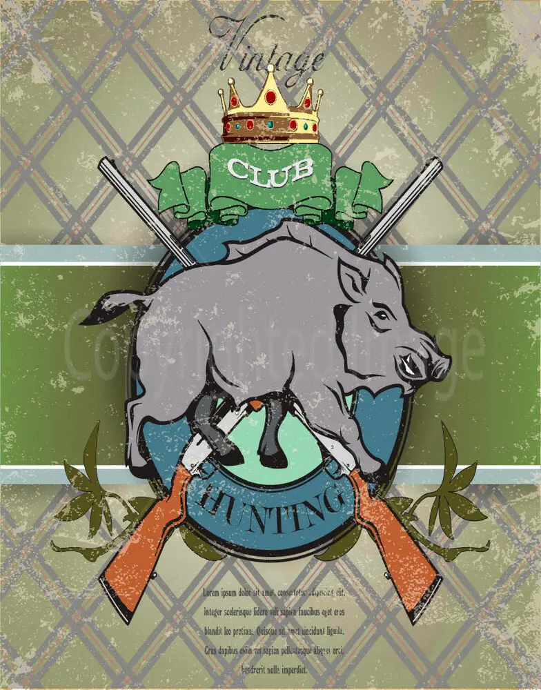 HUNTING CLUB METAL TIN SIGN POSTER WALL PLAQUE | Дом и сад