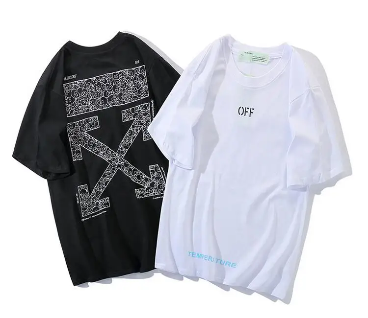 

18ss Off-White OW sketch arrow Men Women Unisex Couple Lovers sweetheart models Cotton Round neck Short sleeve T-shirt